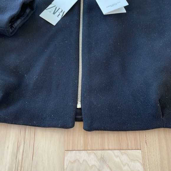 Zara Women’s Black Manteco Wool Bomber Zip Up Coat ZW Collection Medium NWT - Picture 7 of 14